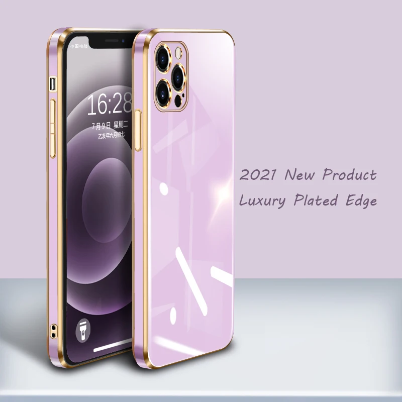 

Luxury Gold Plated Electroplated Case For iPhone 11 12 13 Pro Max Mini X XR XS Max 8 7 6s Plus SE 2020 Soft Silicone Cover Case