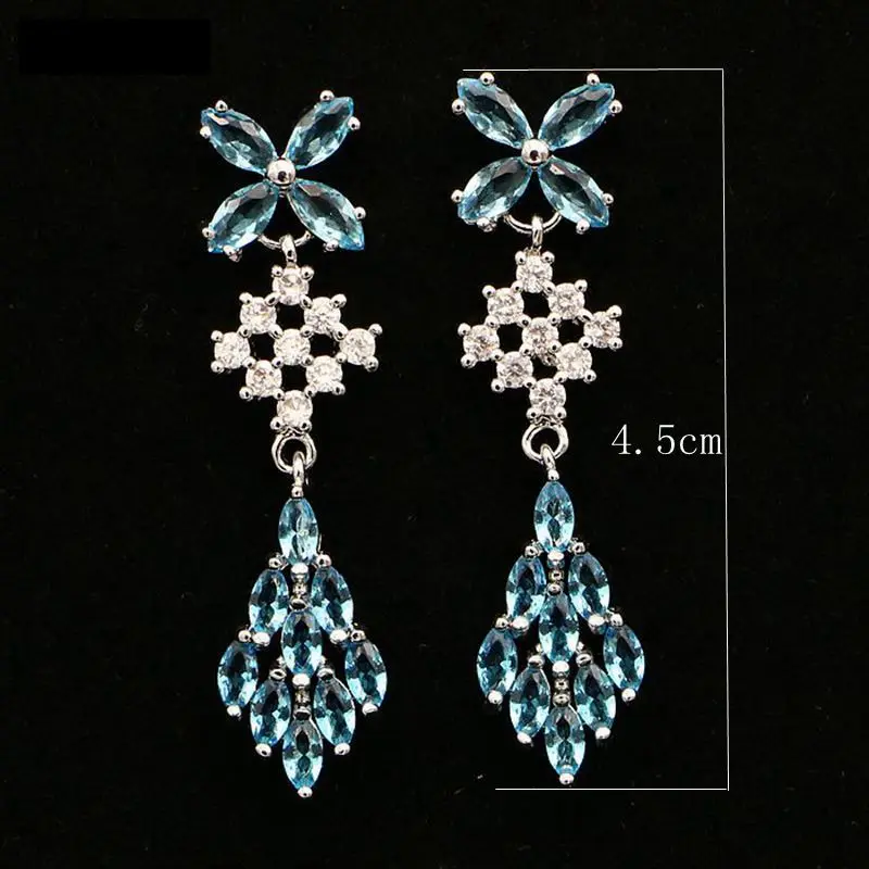 Женские длинные серьги из серебра 925 пробы с фианитом | Украшения и аксессуары