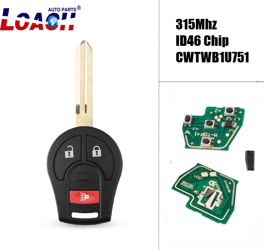 3 кнопки 315 МГц ID46 Автомобильный Дистанционный ключ для NISSAN FCC CWTWB1U761 Qashqai солнечное