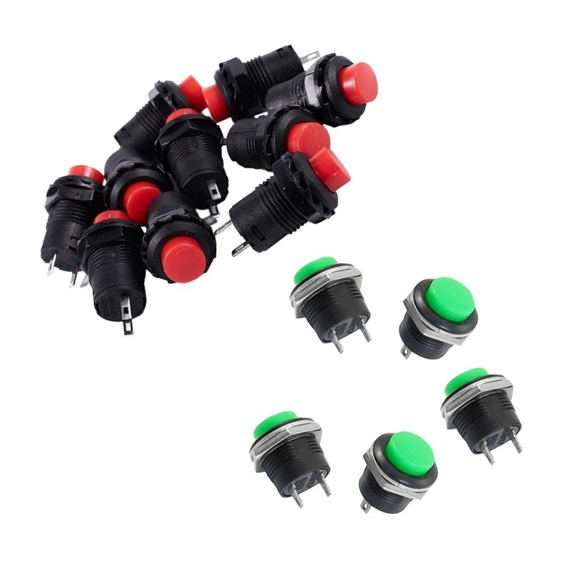 5 x Мгновенный SPST NO Зеленый Круглый Кепки кнопочный переключатель переменного
