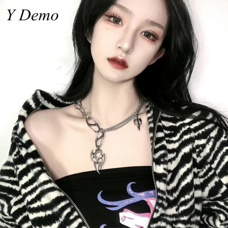 Панк цепочка пламени ожерелье Techwear альтернатива вечерние аксессуары|Ожерелья с