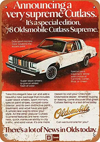 

8 x 12 Metal Sign - 1978 Oldsmobile Cutlass Supreme - Retro Wall Decor Home Decor
