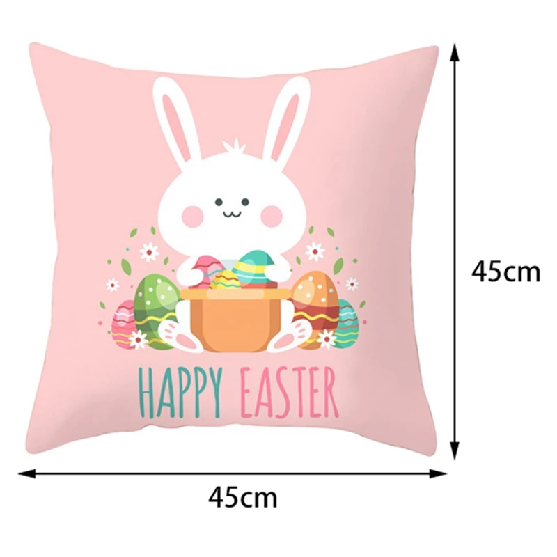 

4Pcs Easter Bunny Rabbit Egg Cushion Cover Easter Decor Pillowcase Home Throw Pillow Cover Decor Sofa Pillowcase 45X45cm