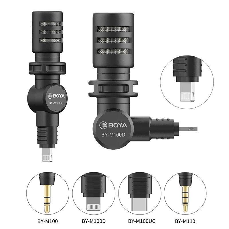 Микрофон BOYA BY-M100 M100D M100UA M100UC M110 TRS, конденсатор 3,5 мм с разъемом типа C, микрофон для смартфона, камеры DSLR
