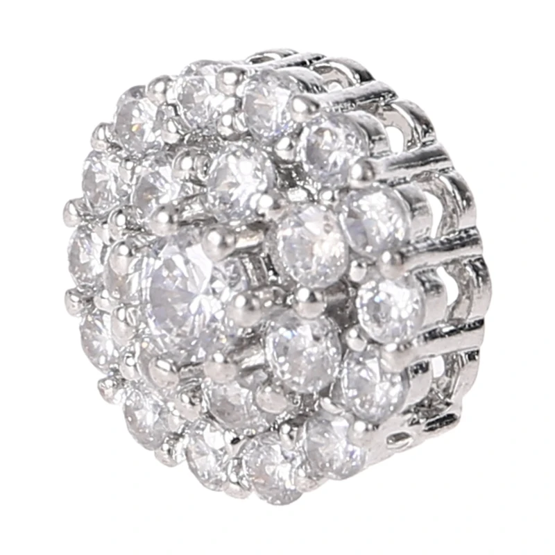 

5Pcs 12mm Crystal Rhinestone Flower Round Buttons with Loop Luxurious Metal Embellishments for DIY Crafts Accessory