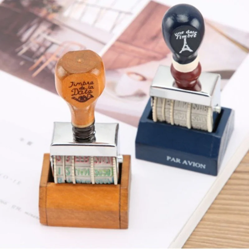 Деревянный рулонный штамп с датой канцелярские принадлежности наклейки zakka