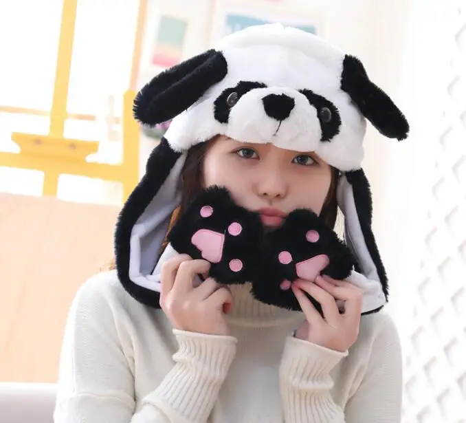 Новые плюшевые черно белая панда игрушечные уши шапки защемления движущиеся