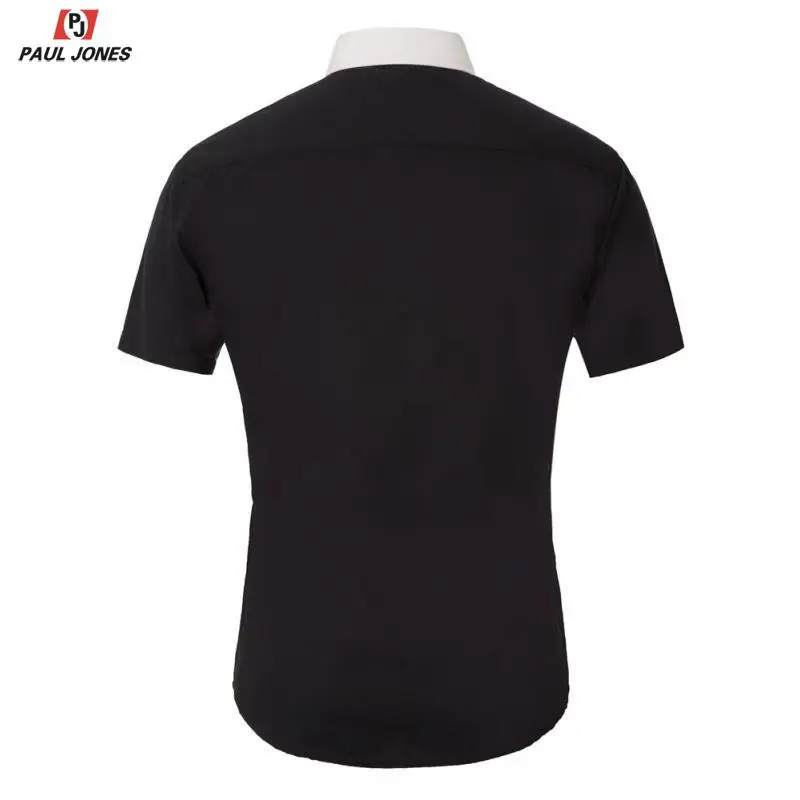Мужская рубашка с коротким рукавом PAUL JONES контрастным воротником и пуговицами