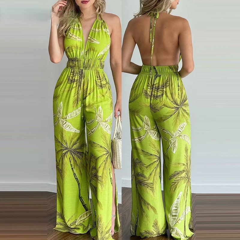 

2022 digital printing colorful jumpsuit women