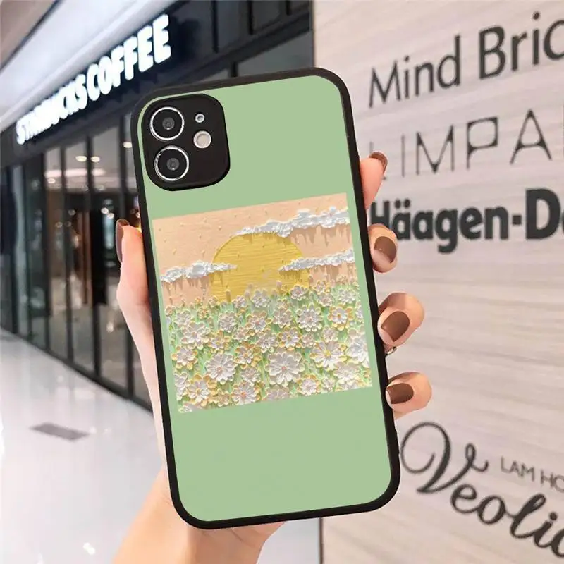 

Creative three-dimensional oil painting Phone Case For iphone 12 11 8 7 plus mini x xs xr pro max matte transparent cover