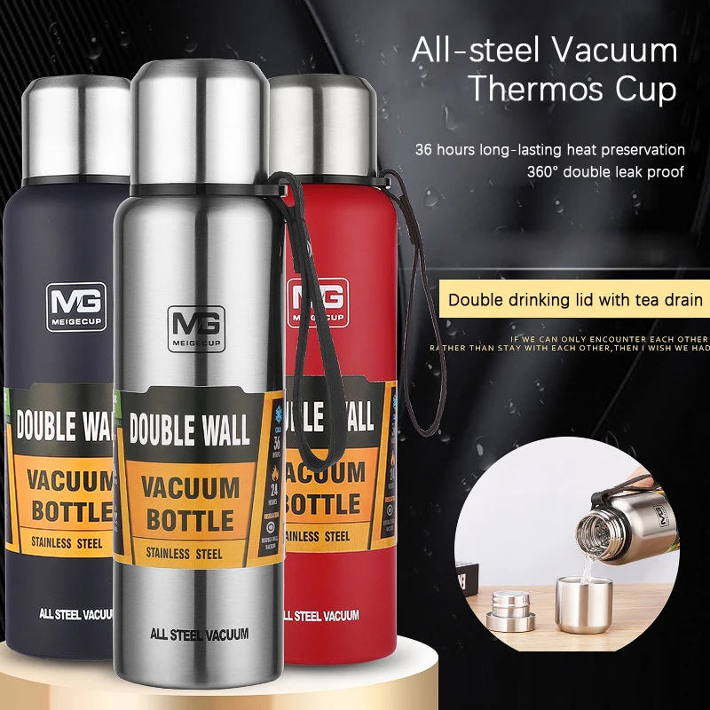 

Large Capacity Stainless Steel Thermos Portable Vacuum Flask Insulated Tumbler with Rope Thermo Bottle 500/700/1000/1500ml