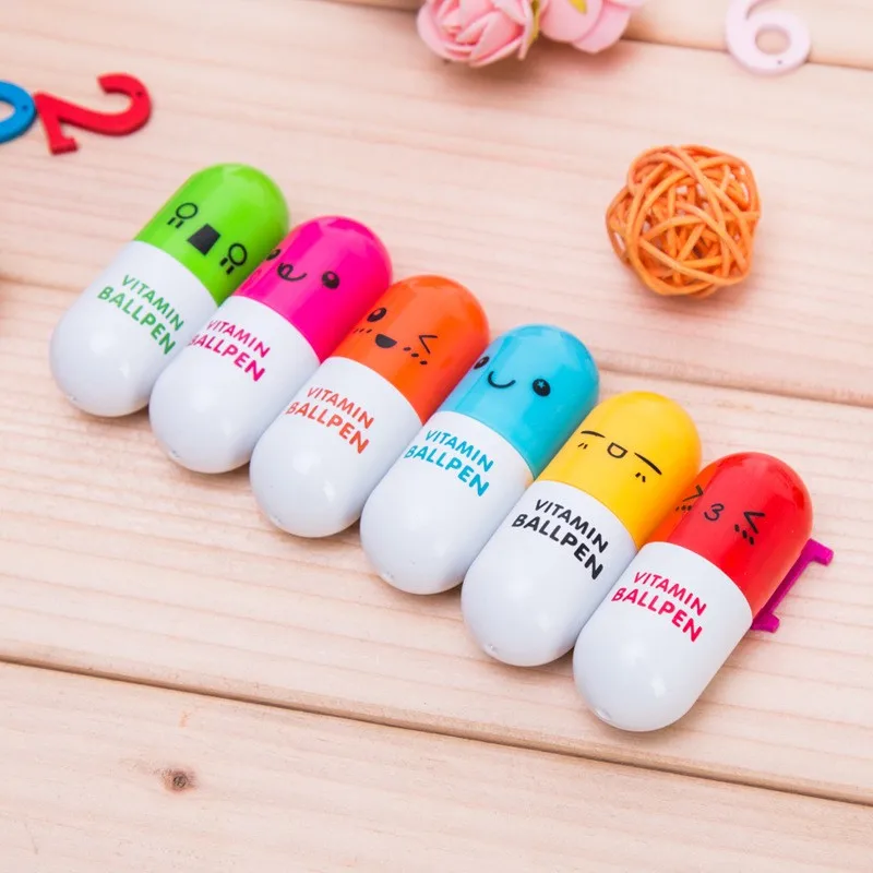 

6pcs/set Pill Pattern Ballpoint Pen Office And School Supplies Cute School Supplies Stationery Ball Pen Set Office Accessories