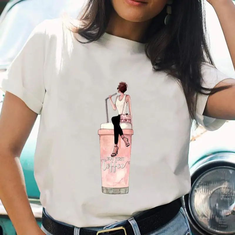 

Women Cartoon T-shirts Wine New Love Regular Ladies O-neck Short Sleeve T Top Shirt Print Female Graphic Fashion Tee T-Shirt