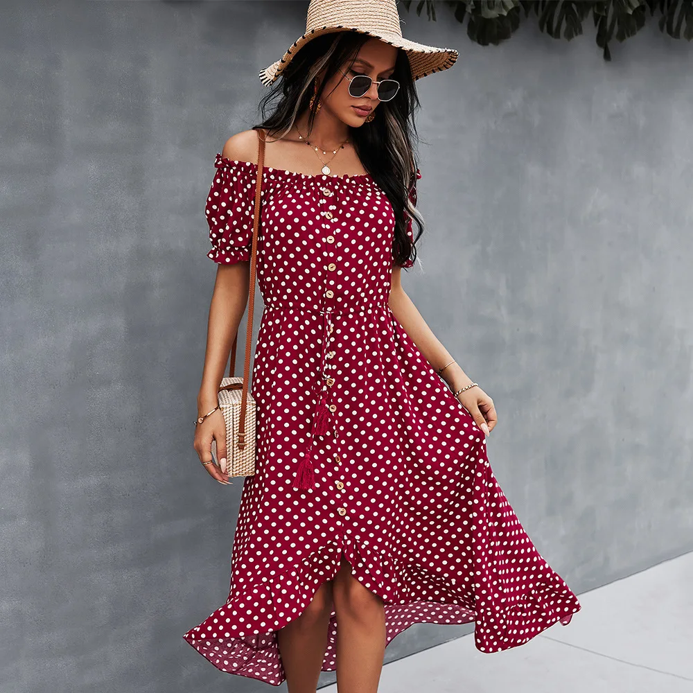 

Women's Wide Swing And One Shoulder Elegant Dress Casual Vestidos Split Sexy Party Hoilday Beach Dress Women Fashion Robe Femme
