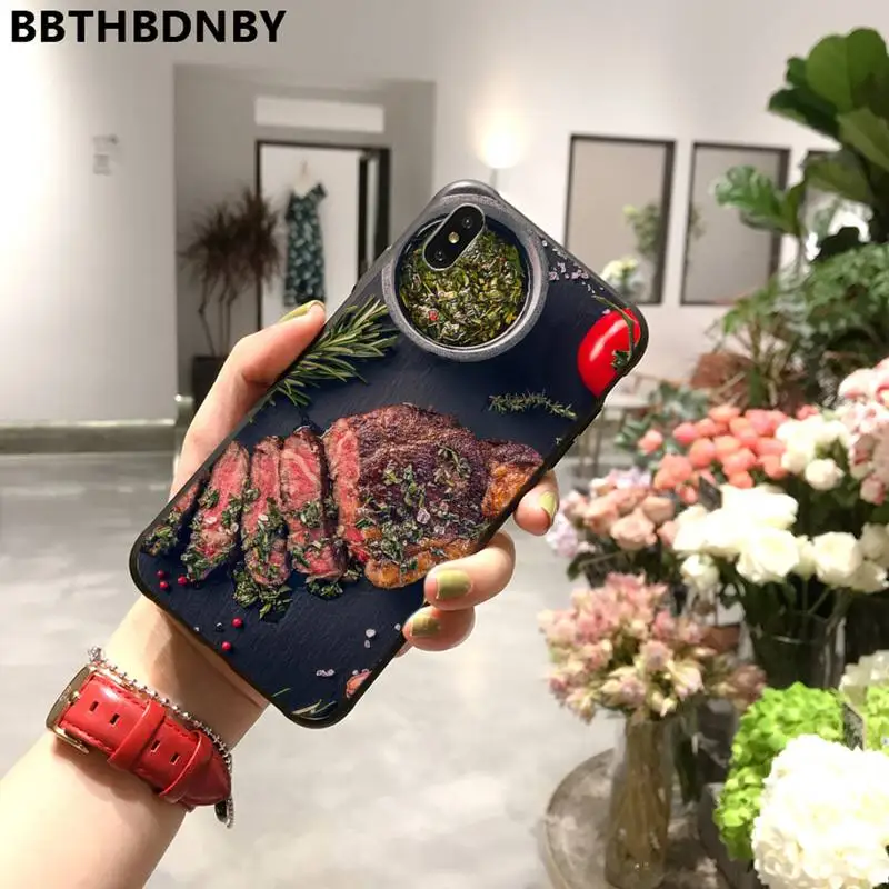 

Food western steak beef Phone Case for iPhone 11 12 mini pro XS MAX 8 7 6 6S Plus X 5S SE 2020 XR