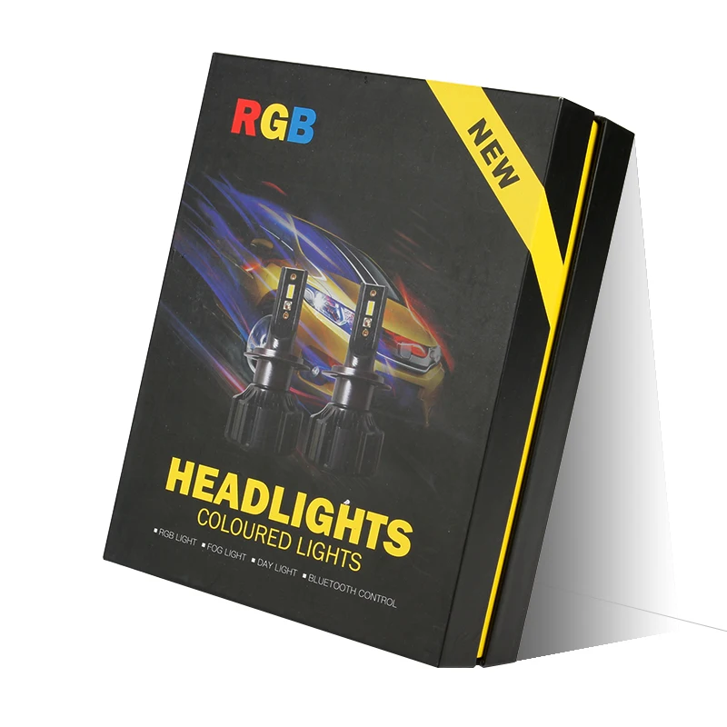 OKEEN 2 шт. H4 H7 светодиодный светильник RGB светодиодный головной светильник для всех автомобилей супер яркий 7600LM налобный фонарь приложение Bluetooth управление музыкой светодиодный противотуманный светильник