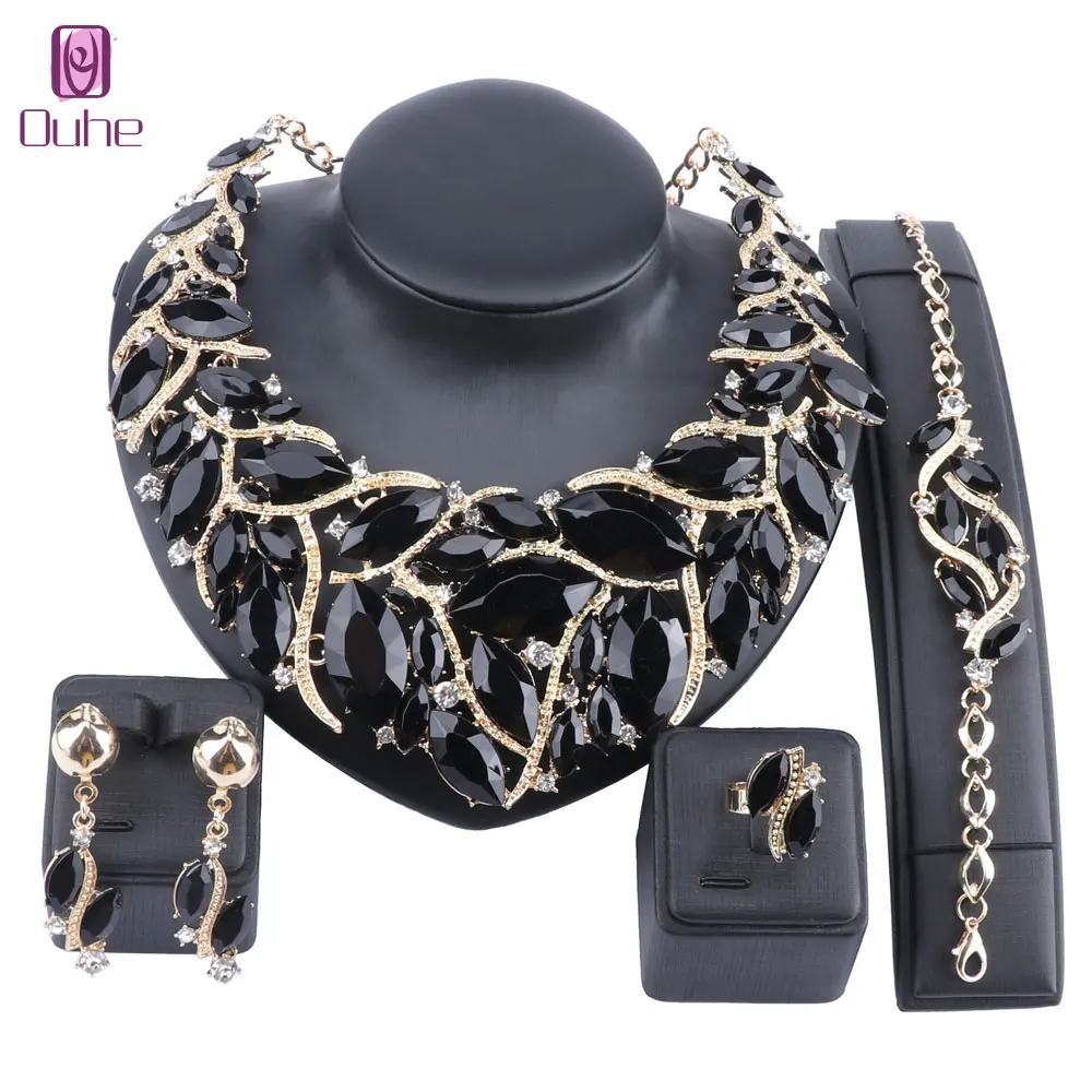 Женский ювелирный комплект из колье серёг браслета и кольца|Ювелирные наборы| |