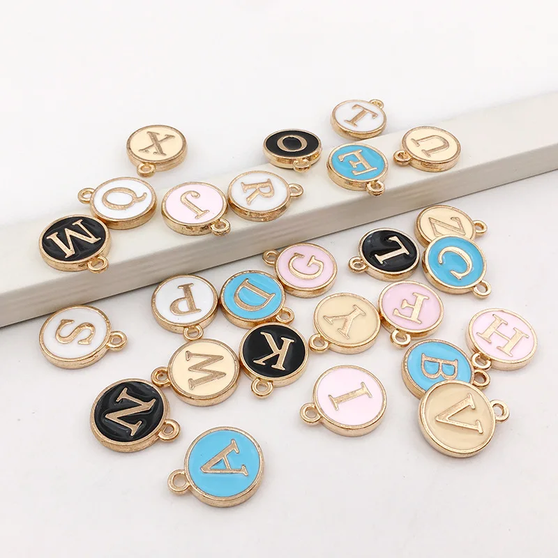 

Zinc Alloy Enamel Alphabet Charms Gold Color Mixed Multicolor A-Z Capital Letter For DIY Jewelry Making 1 Set ( 26 PCs/Set)