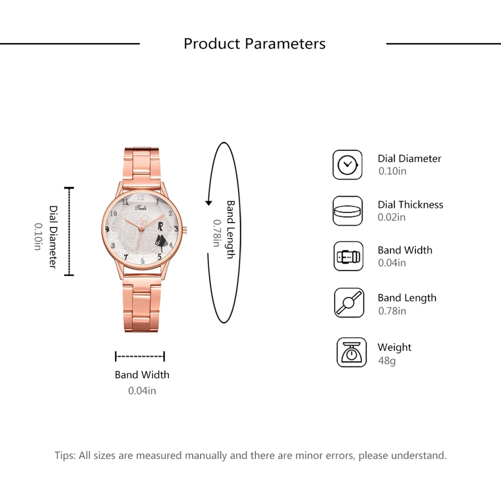 

Cartoon Quartz Watch Alloy Dial Arabic Numerals Rose Gold Stainless Steel Strap Watch for Women Bracelet Wristwatch Reloj Mujer