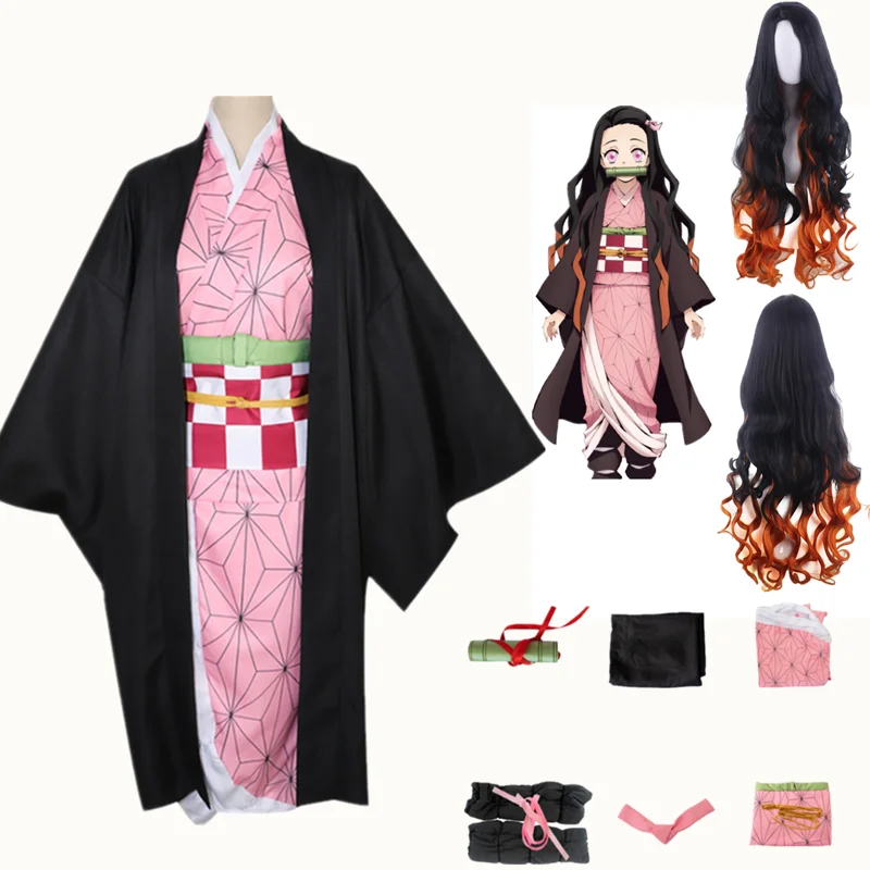 

Anime Demon Slayer Brother and Sister Kamado Nezuko Halloween Cosplay Anime Costume Wig