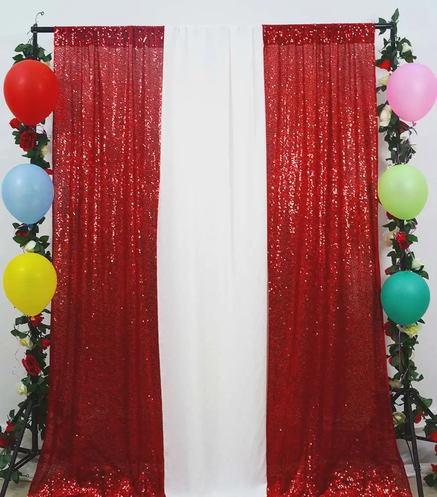 Sequin Backdrops 4FTx8FT(48x96-Inch) Red Luxury Curtain Photobooth Background for Wedding/Event Backdrop Decoration-M |