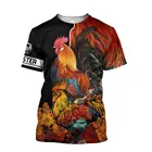 Футболка унисекс CLOOCL с коротким рукавом, тенниска с 3D-принтом петуха, сельскохозяйственных животных, уличная одежда в стиле Харадзюку