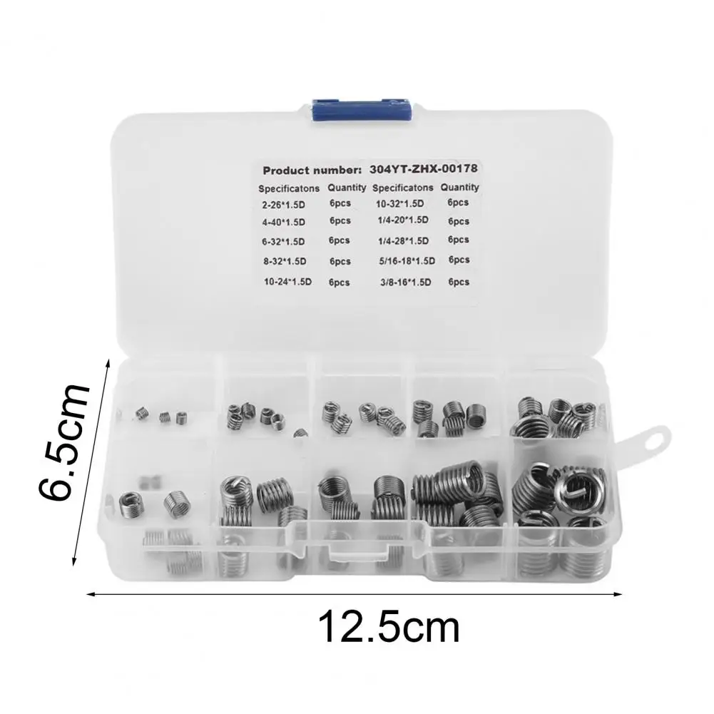 

60Pcs Helicoil Inserts British Standard High Density Stainless Steel Thread Repair Insert Kit for Screw Connection