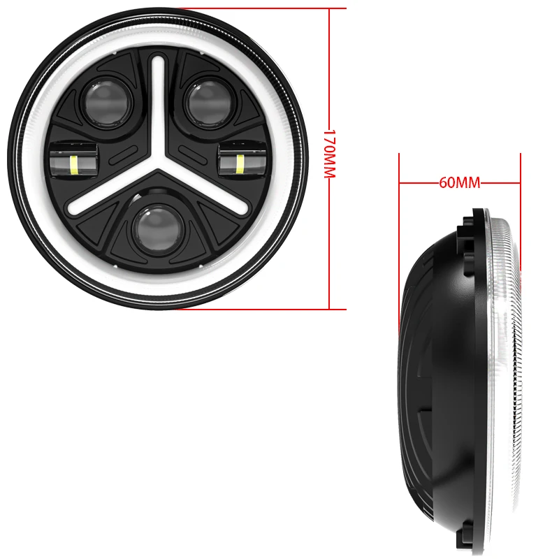 Светодиодная мотоциклетная фара 80 Вт круглый прожектор 7 дюймов налобный фонарь