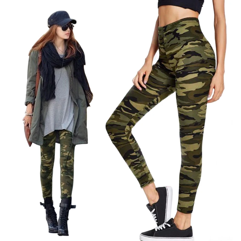 

Thin Style Women Camouflage Leggings Fitness Military Army Green Leggings Ankle- Length Workout Pants Sporter Skinny Trousers