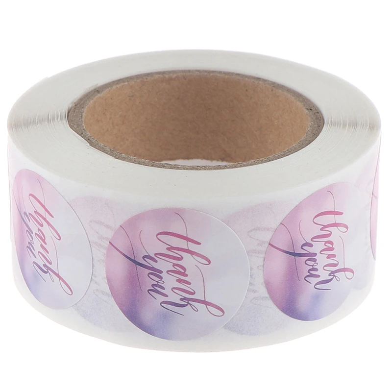 Наклейка спасибо этикетки для печати круглый размытый фон 500 наклейка в рулоне