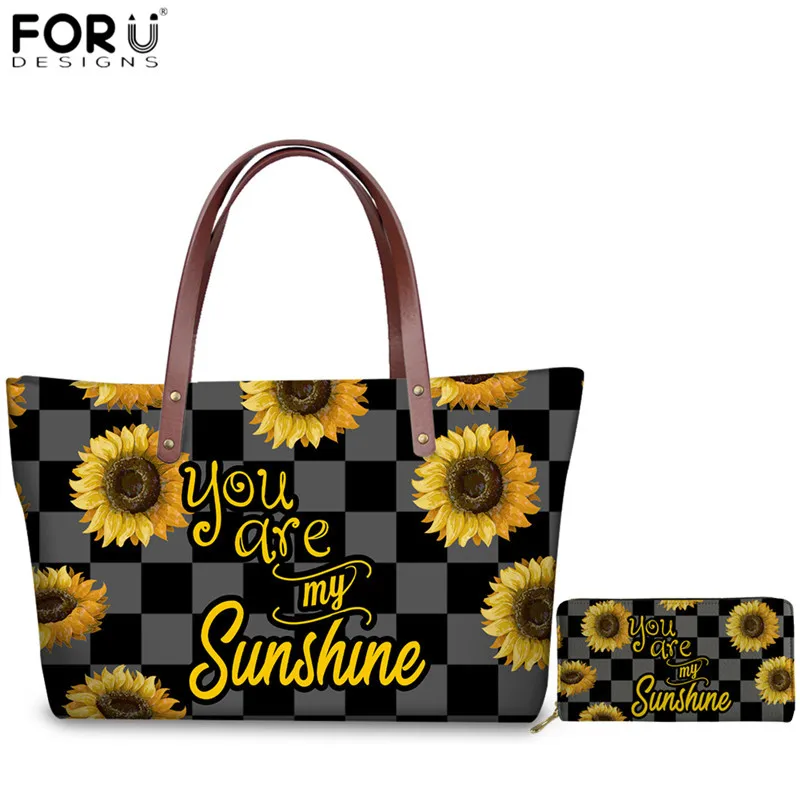 FORUDESIGNS/Повседневное Для Женщин Подсолнечника молния Сумки с принтом you are my sunshine