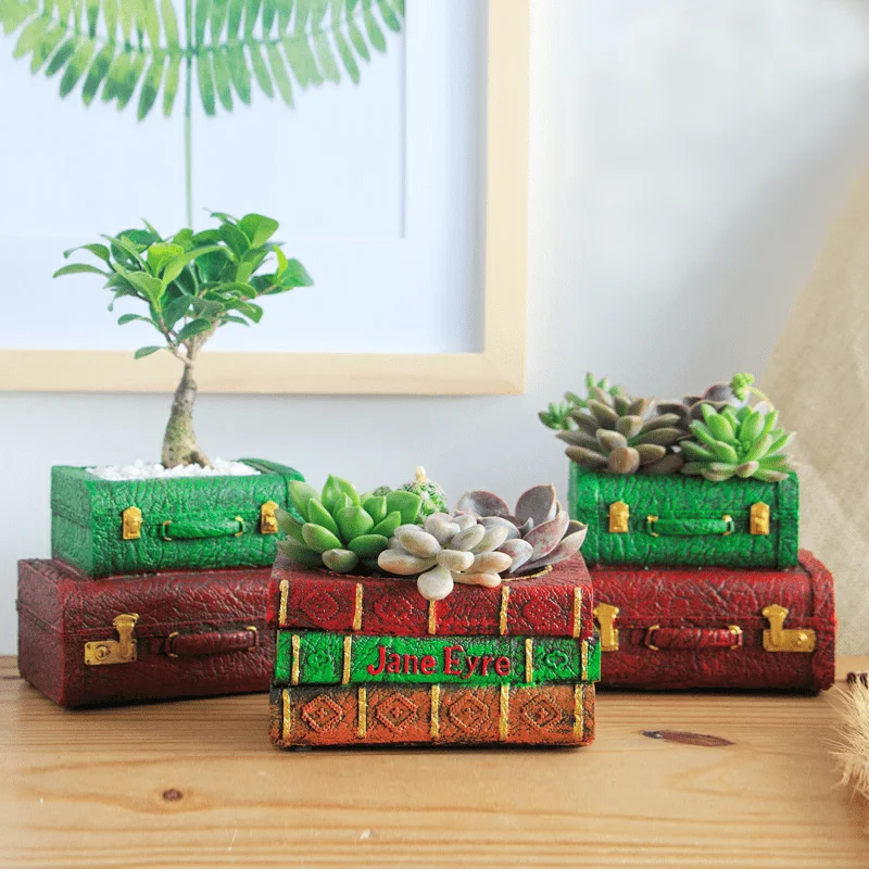 Европейский смоляный цветочный горшок книга суккулентный для растений чемодан
