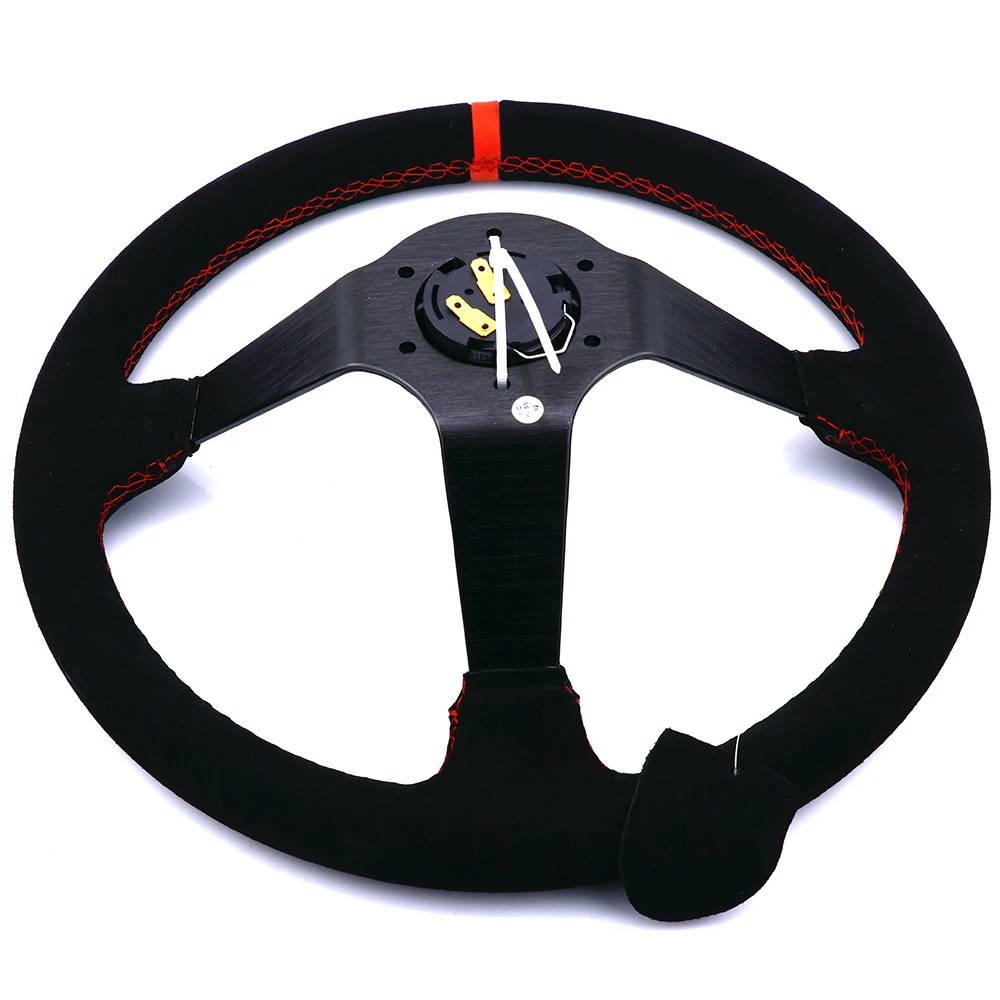 Черный RALLIART 350 мм/14 дюймов черный замшевый кожаный глубокий руль | Автомобили и