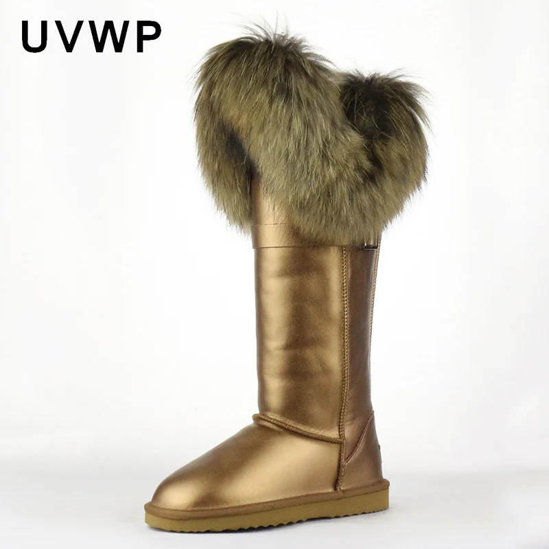 Новый модный стиль женские зимние высокие сапоги на лиськом меху из натуральной