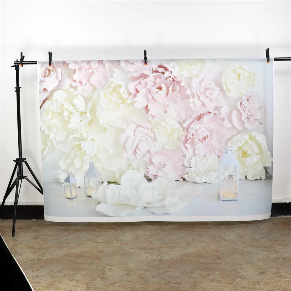 Фон для фотосъемки новорожденных с изображением цветов шаров светильник лого