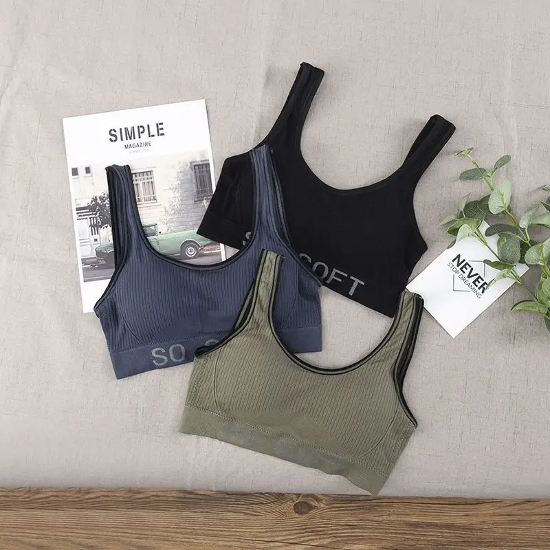 

Sports Fitness Yoga Bra Tube Top Underwear Women Students All-match Anti-glare Wrap Chest No Steel Ring Camisole