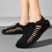 plus size 44 45 46 mens sandals 2022 new summer fashion slip on trend woven casual gladiator beach shoes men platform sandals