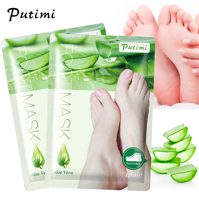 

PUTIMI 10Pairs Aloe Vera Foot Mask Pack Peel Feet Mask Socks Exfoliating Mask Scrub Whitening Repair Foot Skin Foot Care