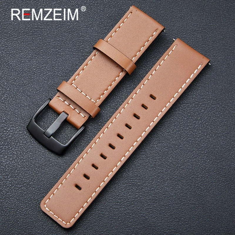 

REMZEIM 22mm Leather Straps Watchband Wristband For Samsung Gear S3/For Huawei Watch GT GT2 /Amazfit GTR 47mm Smart Wriststrap