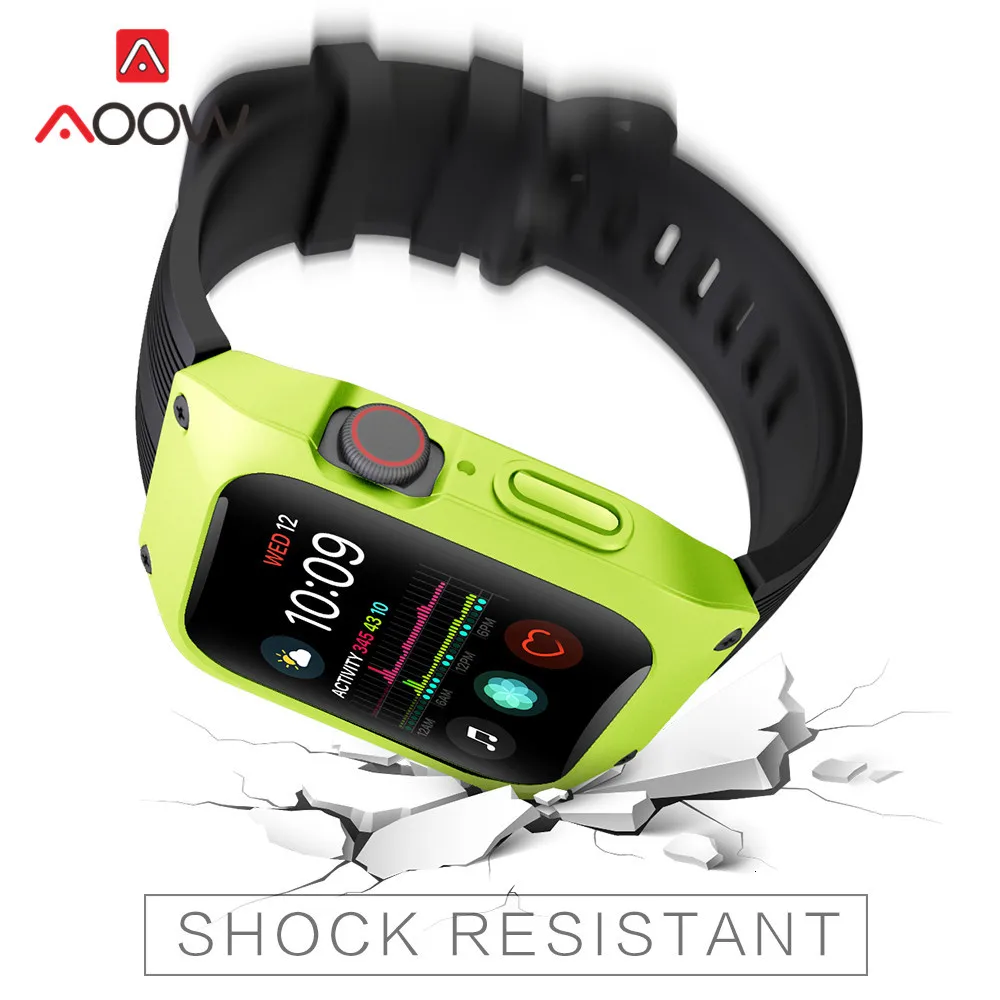 Силиконовый ремешок для часов с чехол для iWatch Apple Watch Series 4 44 мм Собранный защитный чехол для браслета