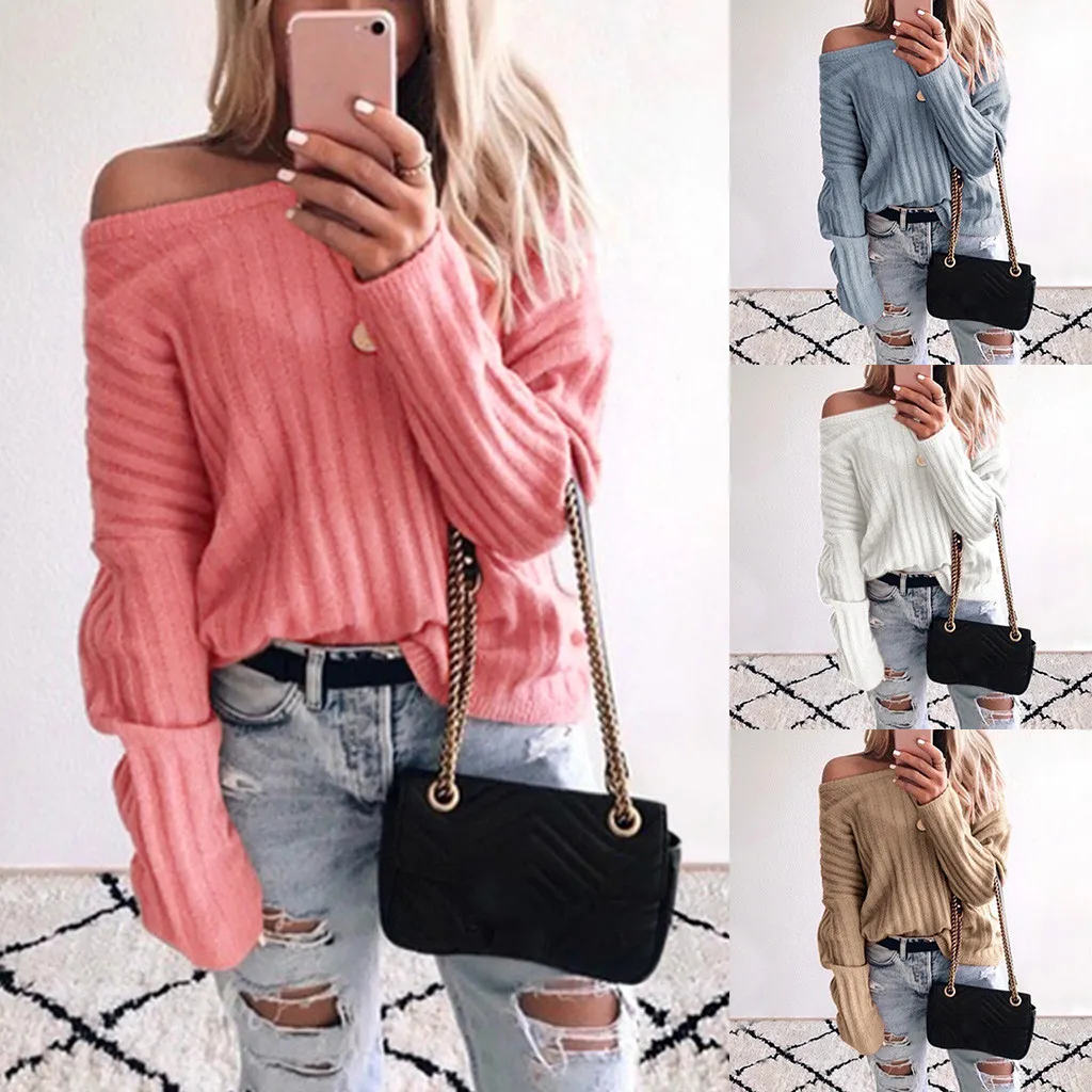 

Fashion Knitted Jumpers for Women Ladies Sweater Casual Loose Long Sleeve Crocheted Pullovers Streetwear sueter mujer New z0906