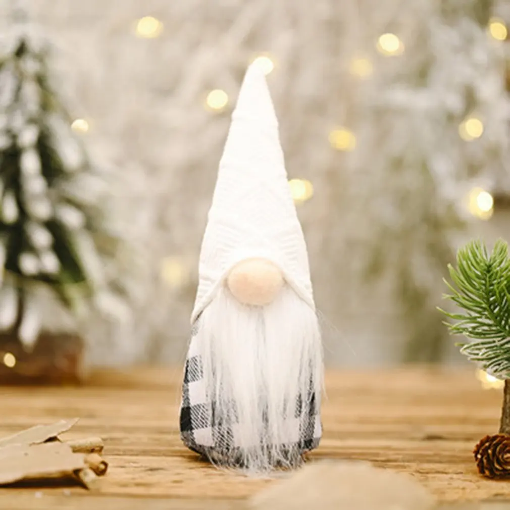 

Christmas Decoration Black And White Plaid Forest Old Man Doll Festival Decoration Fabric Faceless Doll
