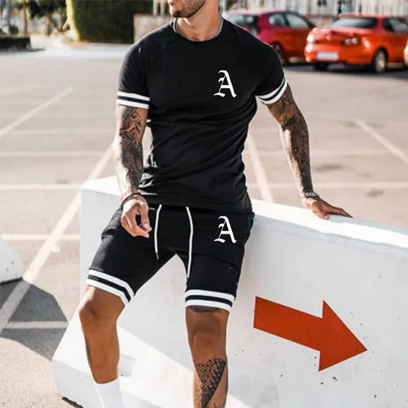 Мужской спортивный костюм из 2 предметов повседневная спортивная одежда с