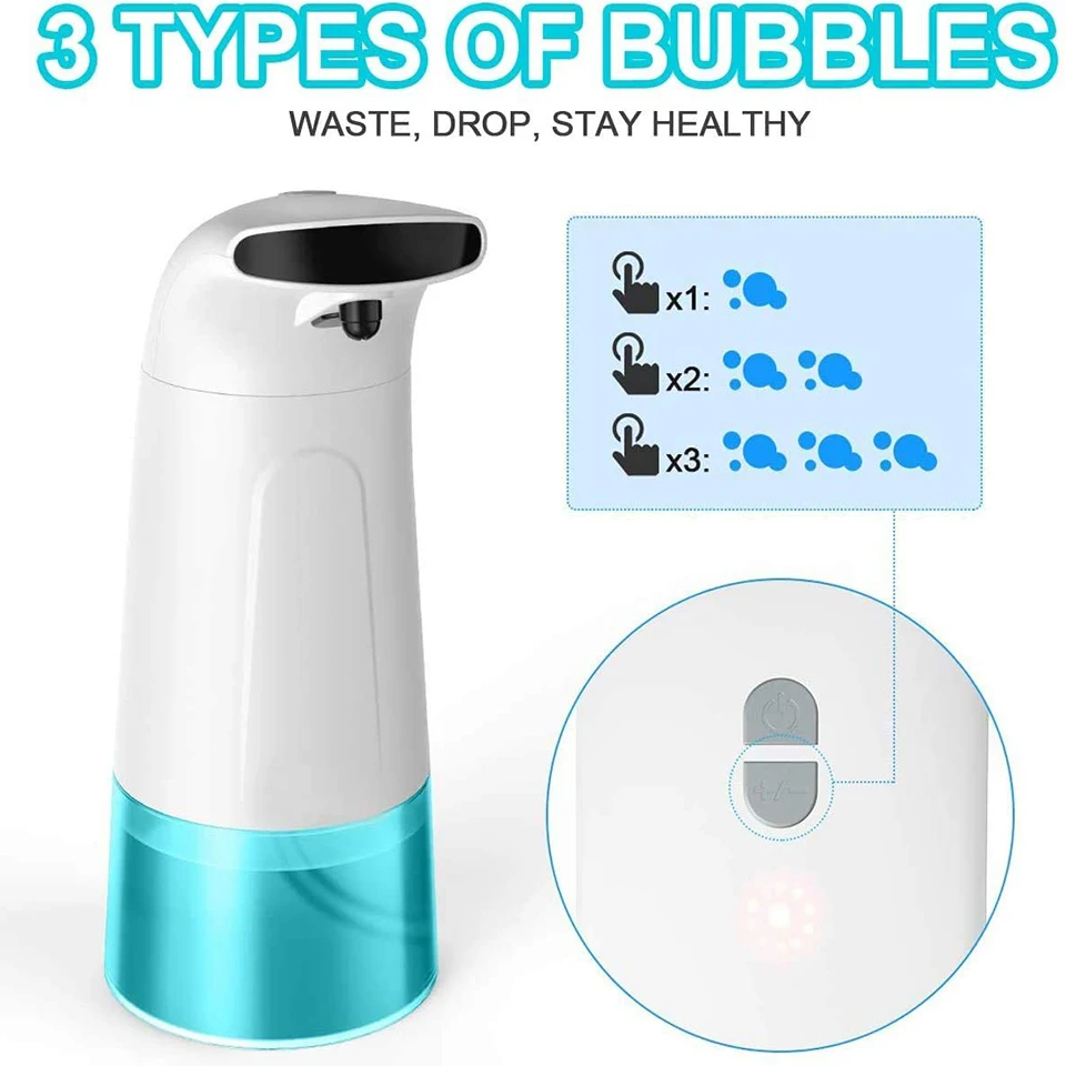 

250ml Electric Soap Dispenser Auto Electric 3 Types of Bubbles Adjustable Infrared Foaming Dispenser for Bathroom Kitchen Hotel