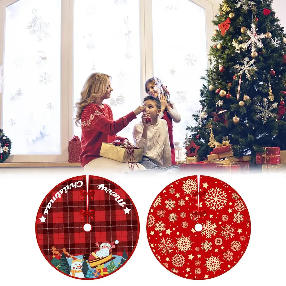 

35 Inch Christmas Tree Skirt Burlap Christmas Tree Mat White Snowflake Burlap Tree Skirt For Christmas Home Decoration Ornamen