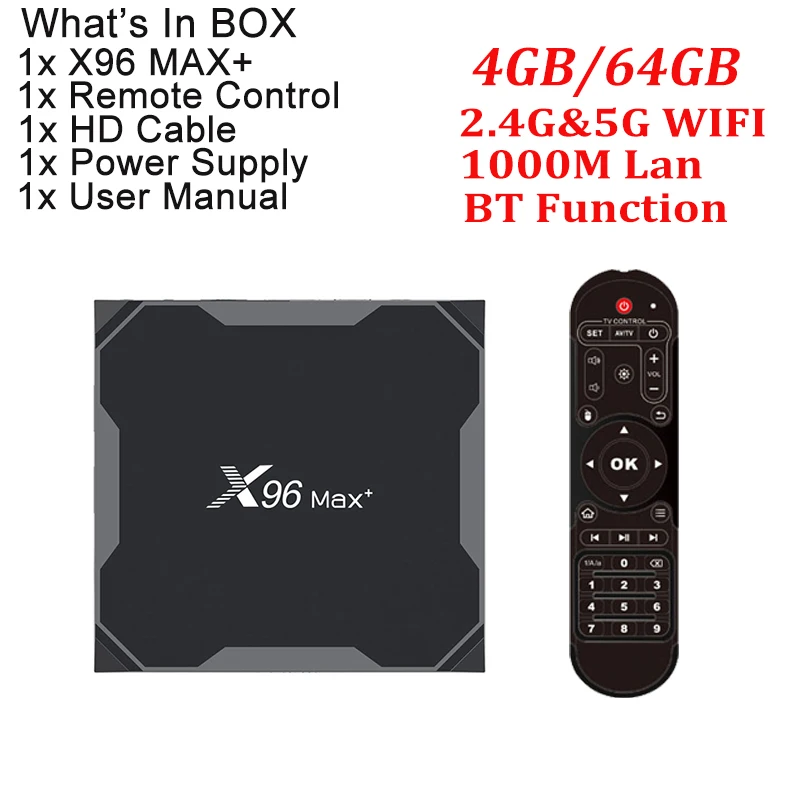 X96 MAX PLUS TV Box Android 9.0 MAX 4GB 64GB Amlogic S905X3 Smart TV Box 4K TV Android Box 2.4G&5G Wifi BT4.0 H.265 X96 MAX - Цвет: 4GB 64GB