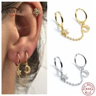 Серьги-кольца женские золотистые из серебра 925 пробы с цирконием