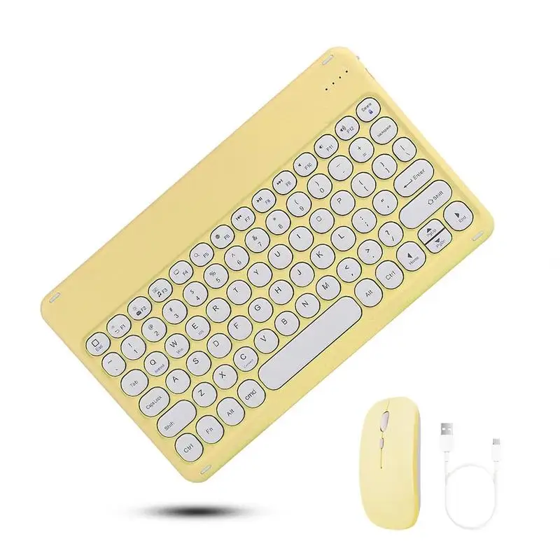 

2022.Round Keys Bluetooth-compatible Wireless Keyboard Mouse For Ios Android Smartphones Laptop Tablet Gaming Accessor T1v5