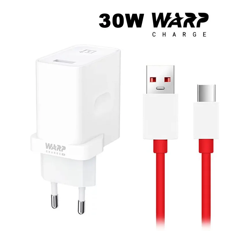 Оригинальное зарядное устройство для OnePlus 7T Pro 30W Warp Charger 6A Type-C Cable Dash Charge адаптер
