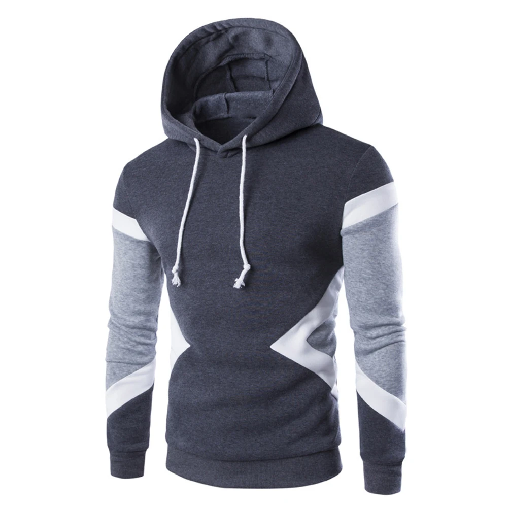 

Fashion Unisex Color Block Long Sleeve Drawstring Hooded Sweatshirt Warm Hoodie stylish unique Color blocking sweatshirt warm